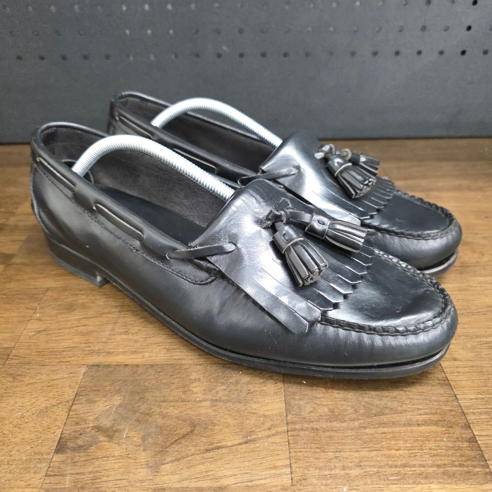 Polo Ralph Lauren Kiltie Tassel Loafers Mens 13 D Black Leather Dress Shoes‎